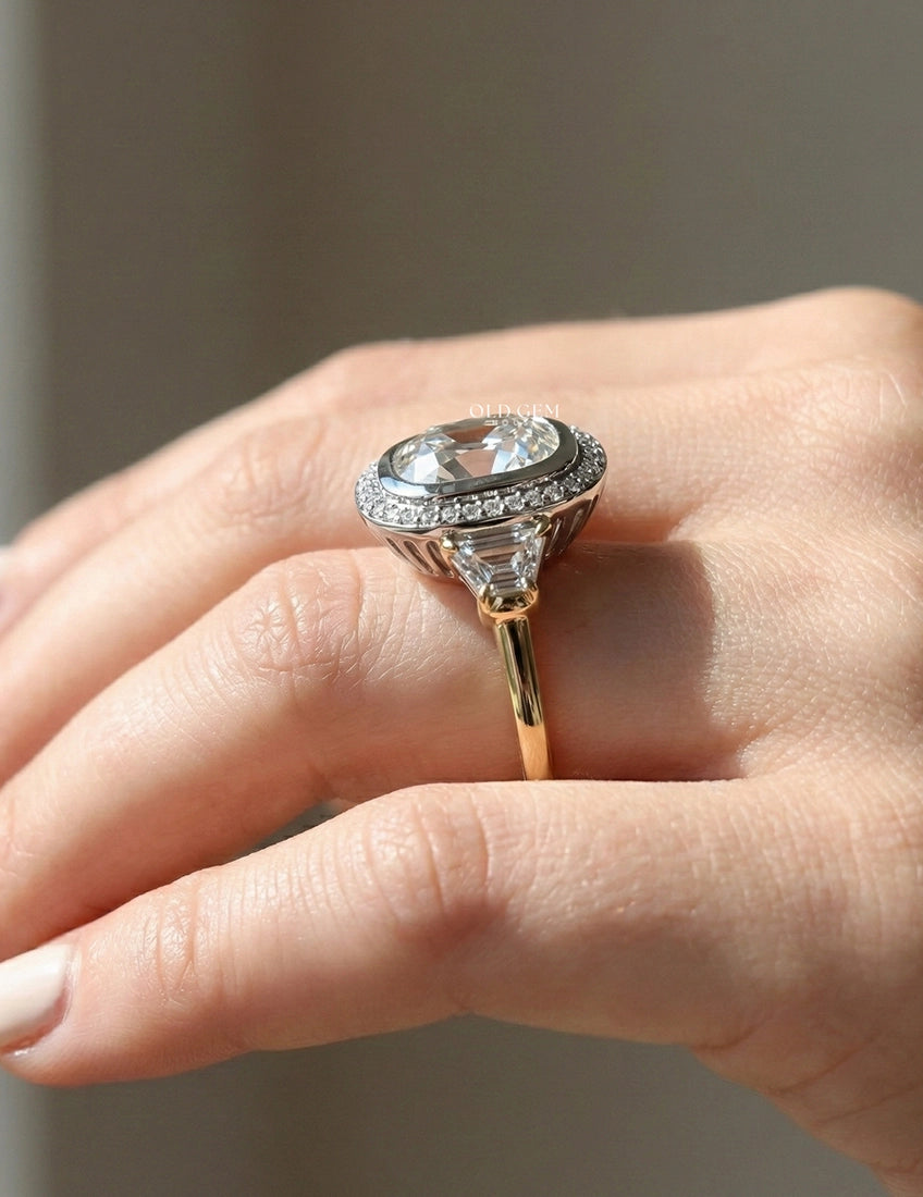 Vintage Allure Cushion Halo Ring Engagement Ring