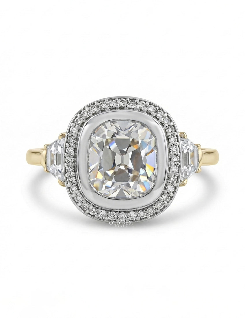 Vintage Allure Cushion Halo Ring Engagement Ring