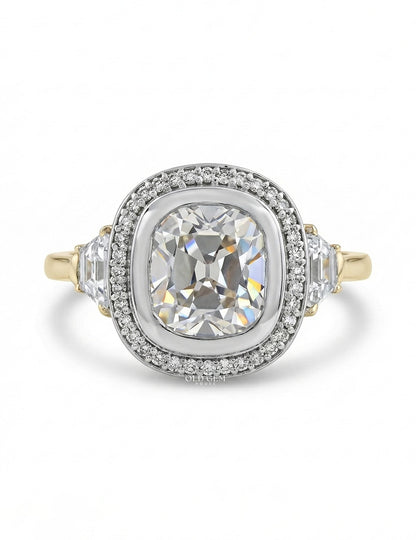 Vintage Allure Cushion Halo Ring Engagement Ring