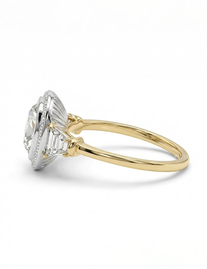 Vintage Allure Cushion Halo Ring Engagement Ring