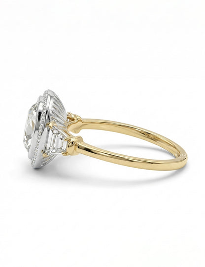 Vintage Allure Cushion Halo Ring Engagement Ring