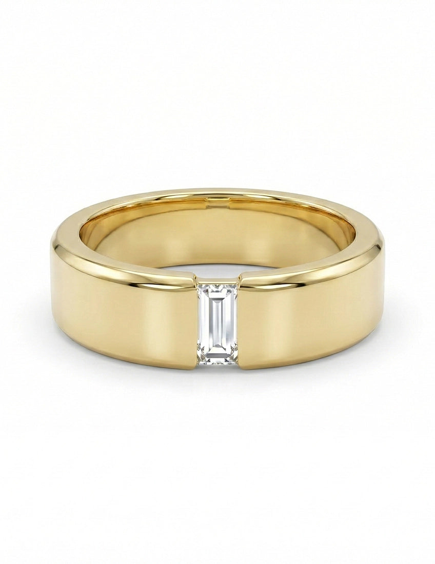 Baguette Diamond Wide Men`s Wedding Band Wedding Band