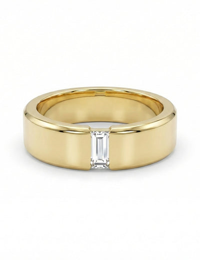 Baguette Diamond Wide Men`s Wedding Band