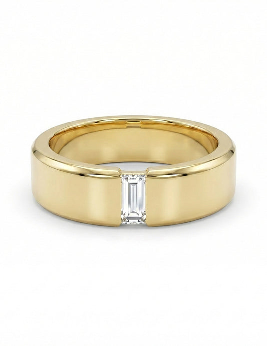 Baguette Diamond Wide Men`s Wedding Band Wedding Band