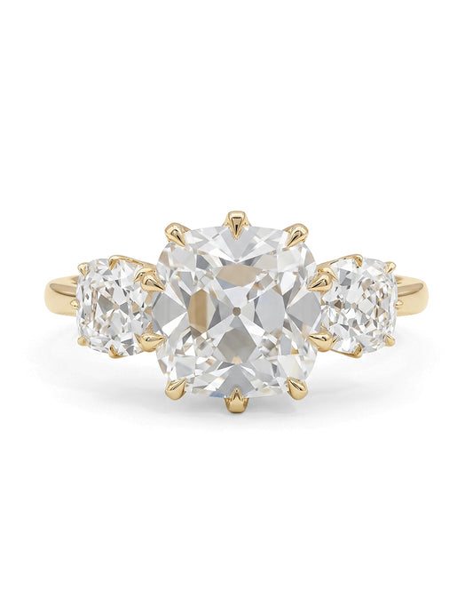 Mid Century Old Mine Cut Trilogy Engagement Ring Engagement Ring