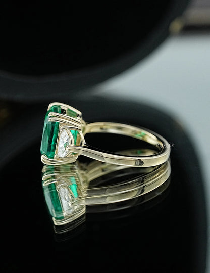 Three Stone Lab Gemstone Engagement Ring