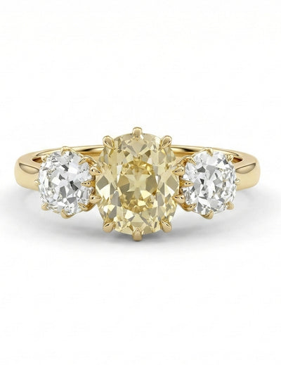 Vintage Edwardian Old Mine Cushion Three Stone Ring