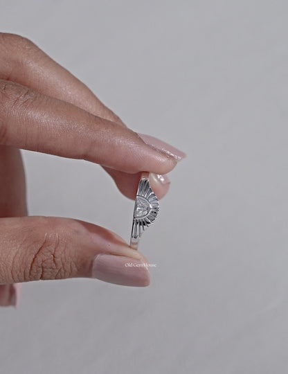 Half Moon Cut Sunrise Ring
