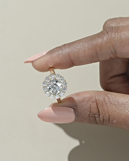 Old European Round Cut Halo Ring