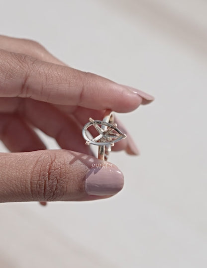 Old Mine Pear Semi Mount Ring