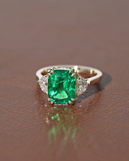 Three Stone Lab Gemstone Engagement Ring